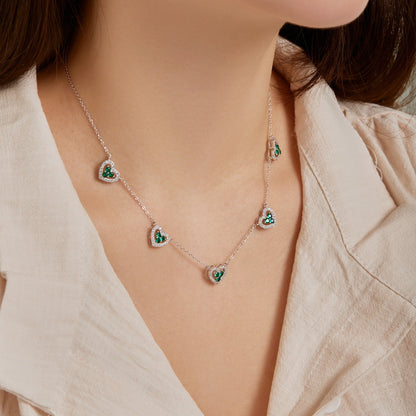 [Royal Jewelry]Sparkling Five Heart Necklace