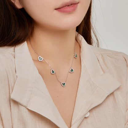 [Royal Jewelry]Sparkling Five Heart Necklace