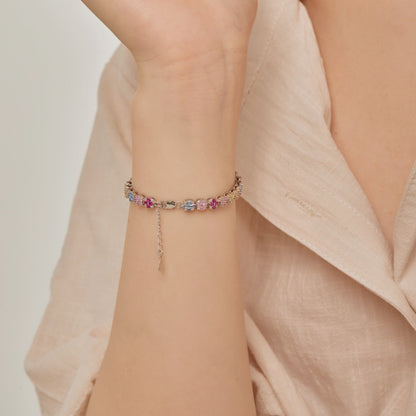 [Royal Jewelry]Delicate Colorful Emerald Cut Daily Bracelet
