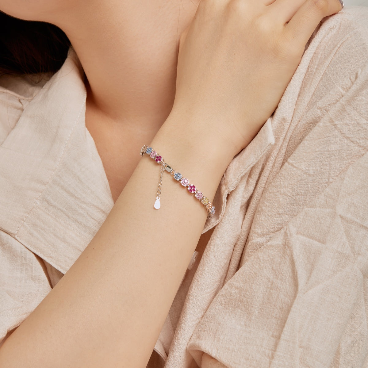 [Royal Jewelry]Delicate Colorful Emerald Cut Daily Bracelet