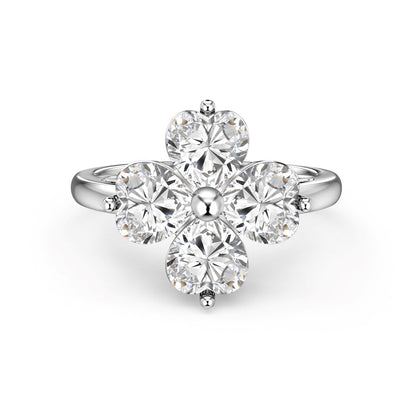 [Royal Jewelry]Heart-shaped Four-Leaf Clover Ball Ring