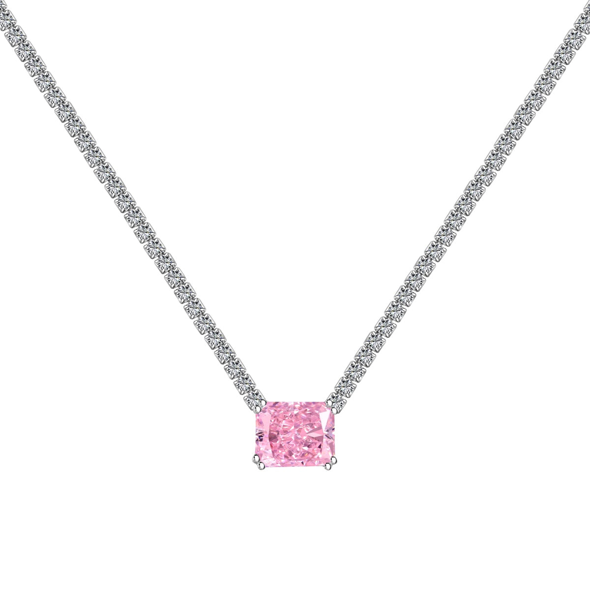 [Royal Jewelry]4.0 Carat Elegant Radiant Cut Necklace