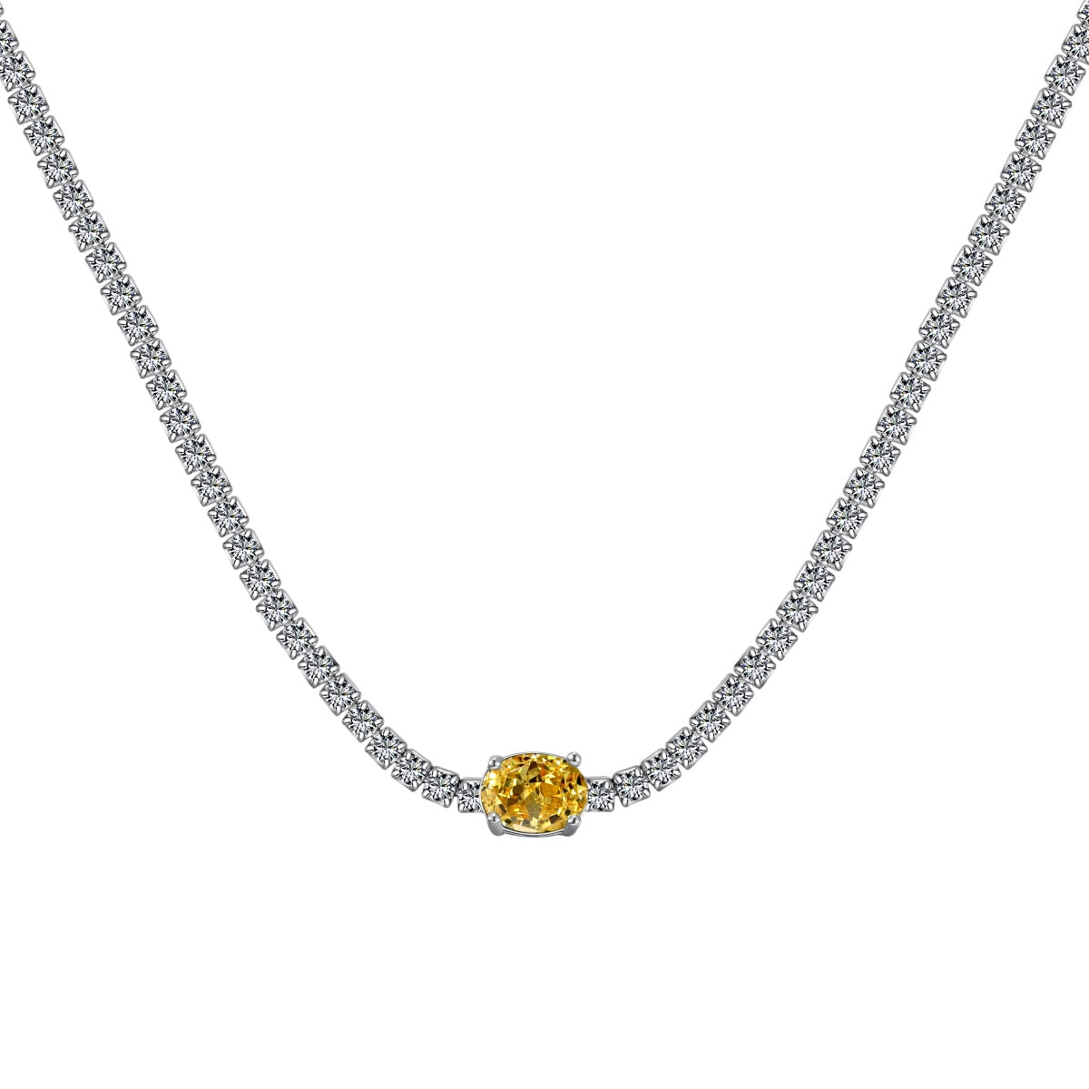 [Royal Jewelry]1.0 Carat Shining Oval Cut Necklace