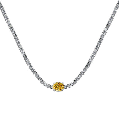 [Royal Jewelry]1.0 Carat Shining Oval Cut Necklace