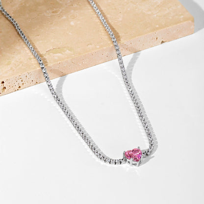 [Royal Jewelry]2.0 Carat Sparkling Tennis Heart Cut Necklace
