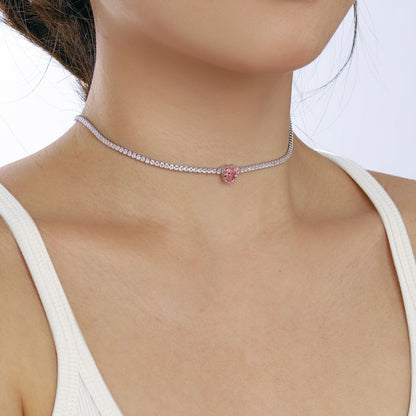 [Royal Jewelry]2.0 Carat Sparkling Tennis Heart Cut Necklace