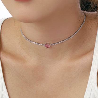 [Royal Jewelry]2.0 Carat Sparkling Tennis Heart Cut Necklace