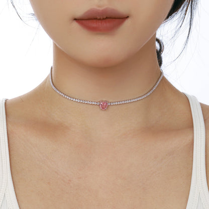 [Royal Jewelry]2.0 Carat Sparkling Tennis Heart Cut Necklace