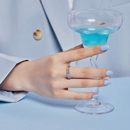 [Royal Jewelry]Splashy Ornate Emerald Cut Cocktail Ring