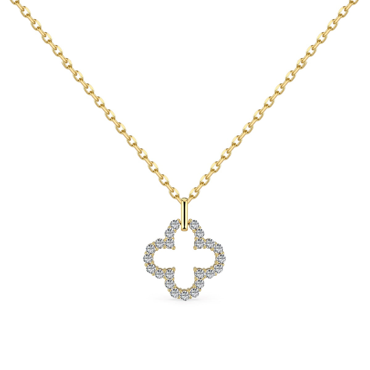 [Royal Jewelry]Four-Leaf Clover Hollow Design Exquisite Necklace