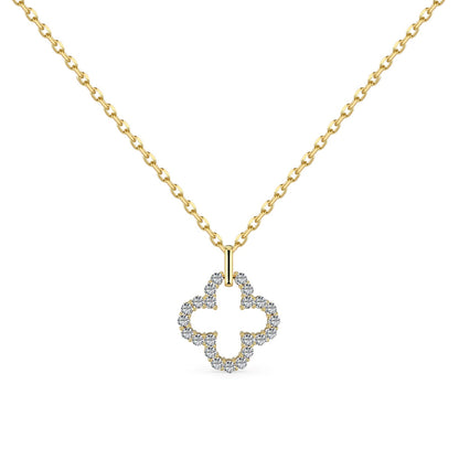[Royal Jewelry]Four-Leaf Clover Hollow Design Exquisite Necklace