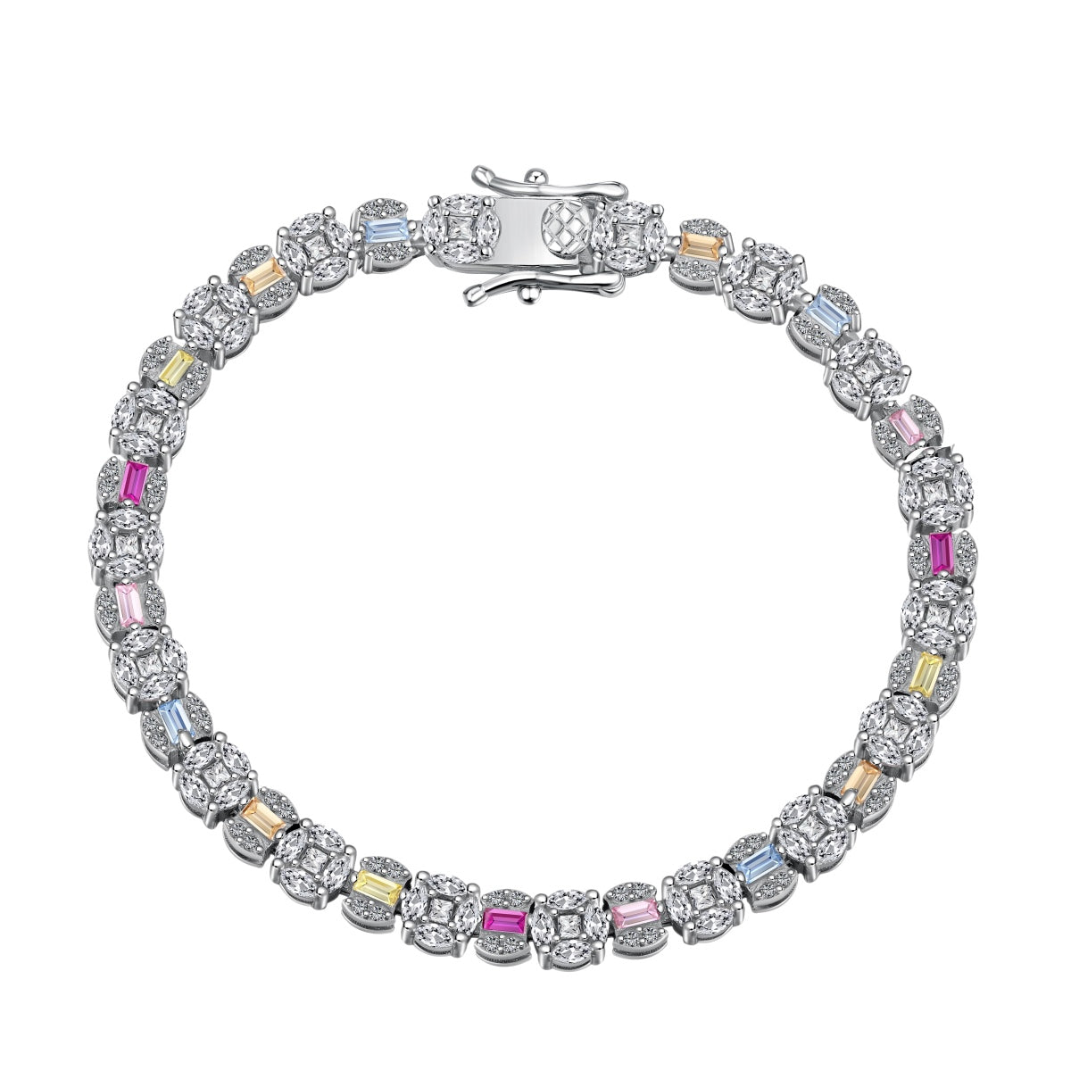 [Royal Jewelry]Dazzling Radiant Multi Cut Daily Bracelet