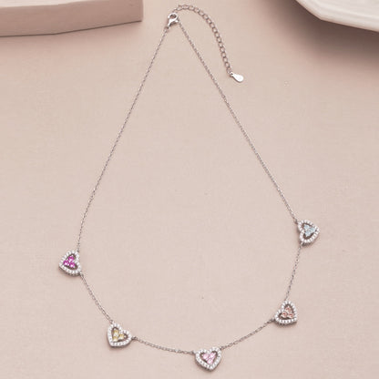 [Royal Jewelry]Sparkling Five Heart Necklace