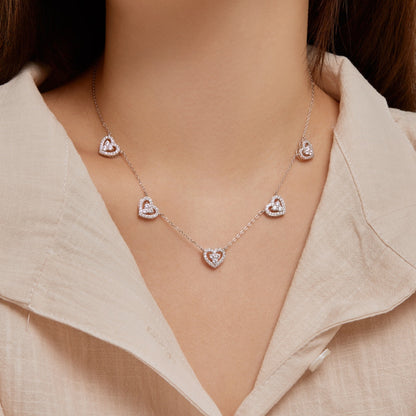 [Royal Jewelry]Sparkling Five Heart Necklace