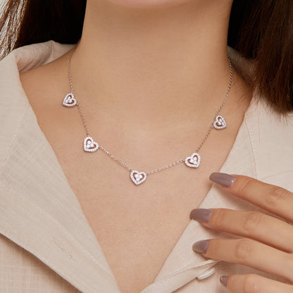 [Royal Jewelry]Sparkling Five Heart Necklace