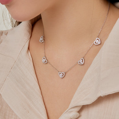 [Royal Jewelry]Sparkling Five Heart Necklace