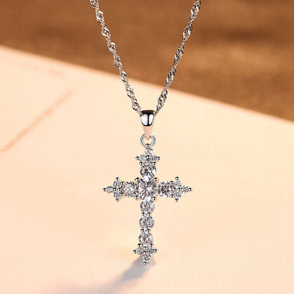 [Royal Jewelry]Delicate Cross Shape Necklace