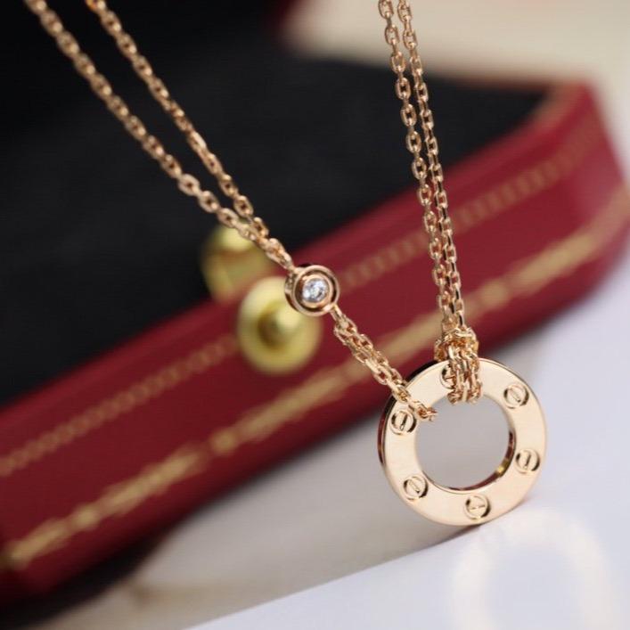 [Royal Jewelry]LOVE NECKLACE ADJUSTABLE ROSE GOLD 2 DIAMOND