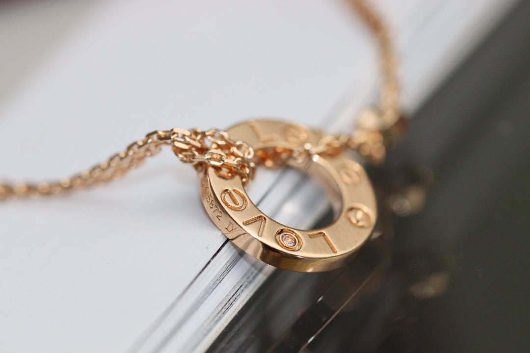 [Royal Jewelry]LOVE NECKLACE ADJUSTABLE ROSE GOLD 2 DIAMOND