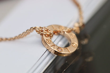 [Royal Jewelry]LOVE NECKLACE ADJUSTABLE ROSE GOLD 2 DIAMOND