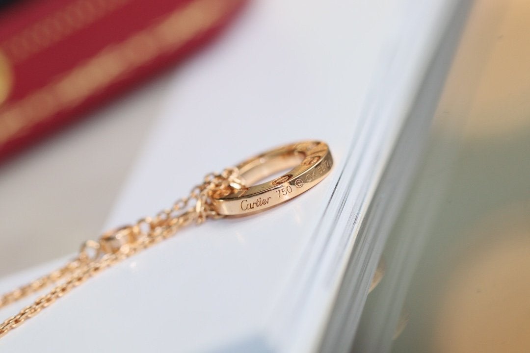 [Royal Jewelry]LOVE NECKLACE ADJUSTABLE ROSE GOLD 2 DIAMOND
