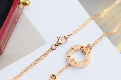 [Royal Jewelry]LOVE NECKLACE ADJUSTABLE ROSE GOLD 2 DIAMOND