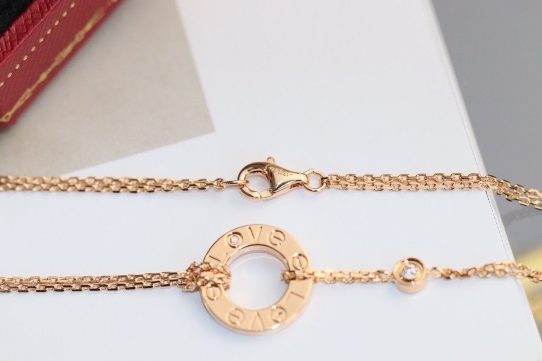[Royal Jewelry]LOVE NECKLACE ADJUSTABLE ROSE GOLD 2 DIAMOND