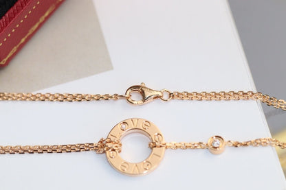 [Royal Jewelry]LOVE NECKLACE ADJUSTABLE ROSE GOLD 2 DIAMOND