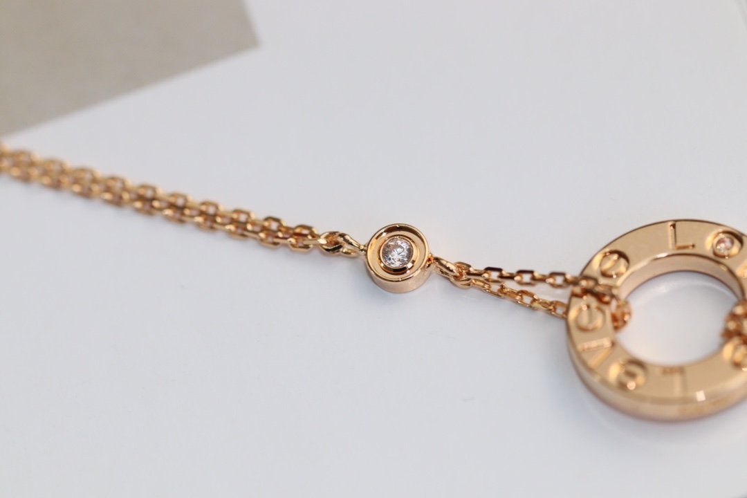 [Royal Jewelry]LOVE NECKLACE ADJUSTABLE ROSE GOLD 2 DIAMOND