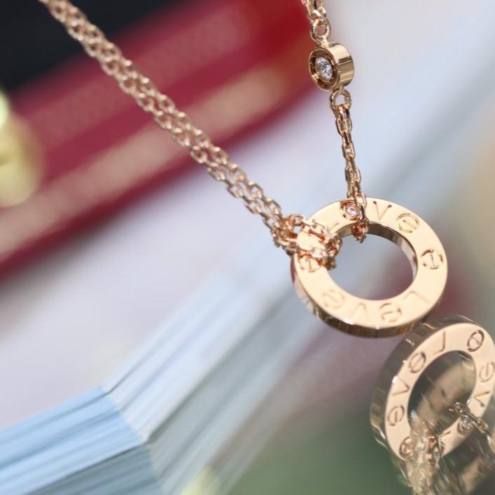 [Royal Jewelry]LOVE NECKLACE ADJUSTABLE ROSE GOLD 2 DIAMOND