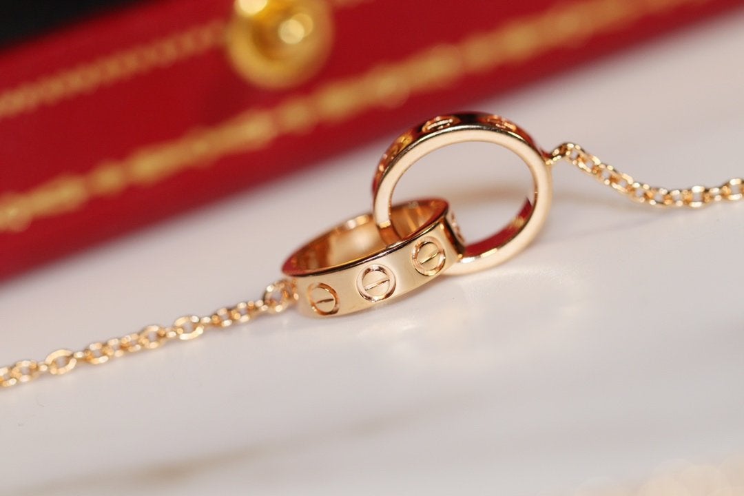 [Royal Jewelry]LOVE NECKLACE PINK GOLD AND SILVER