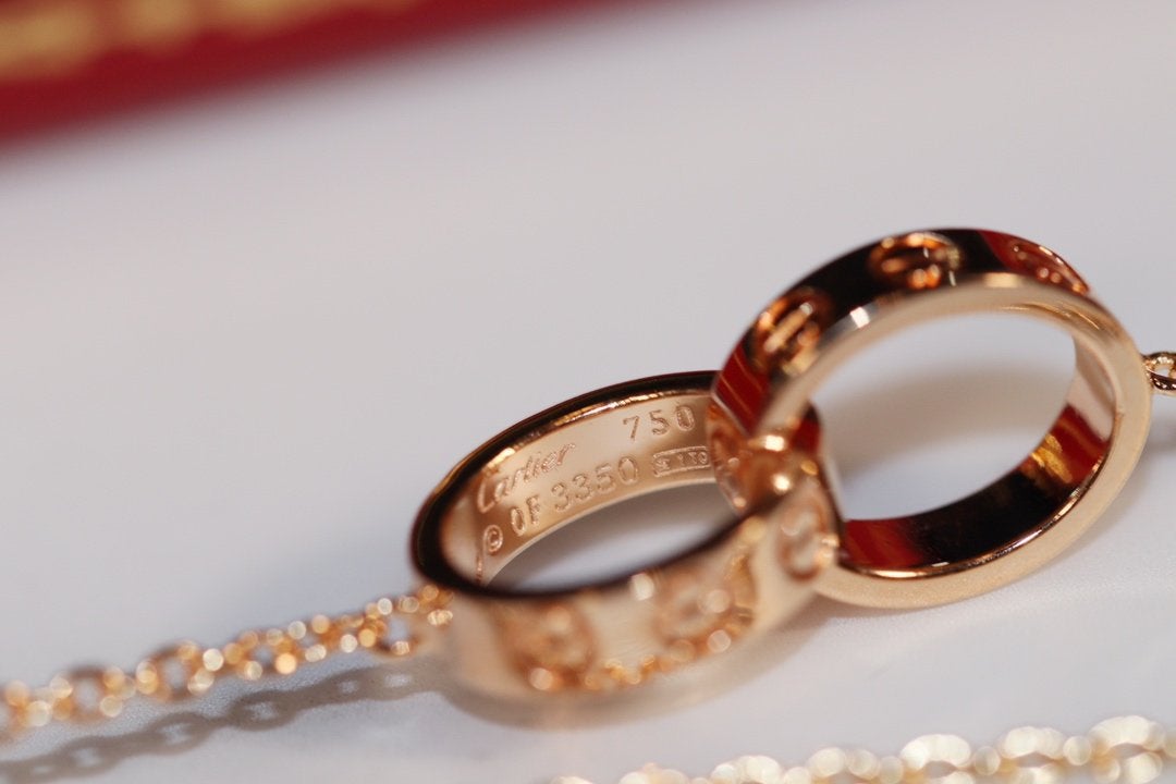 [Royal Jewelry]LOVE NECKLACE PINK GOLD AND SILVER