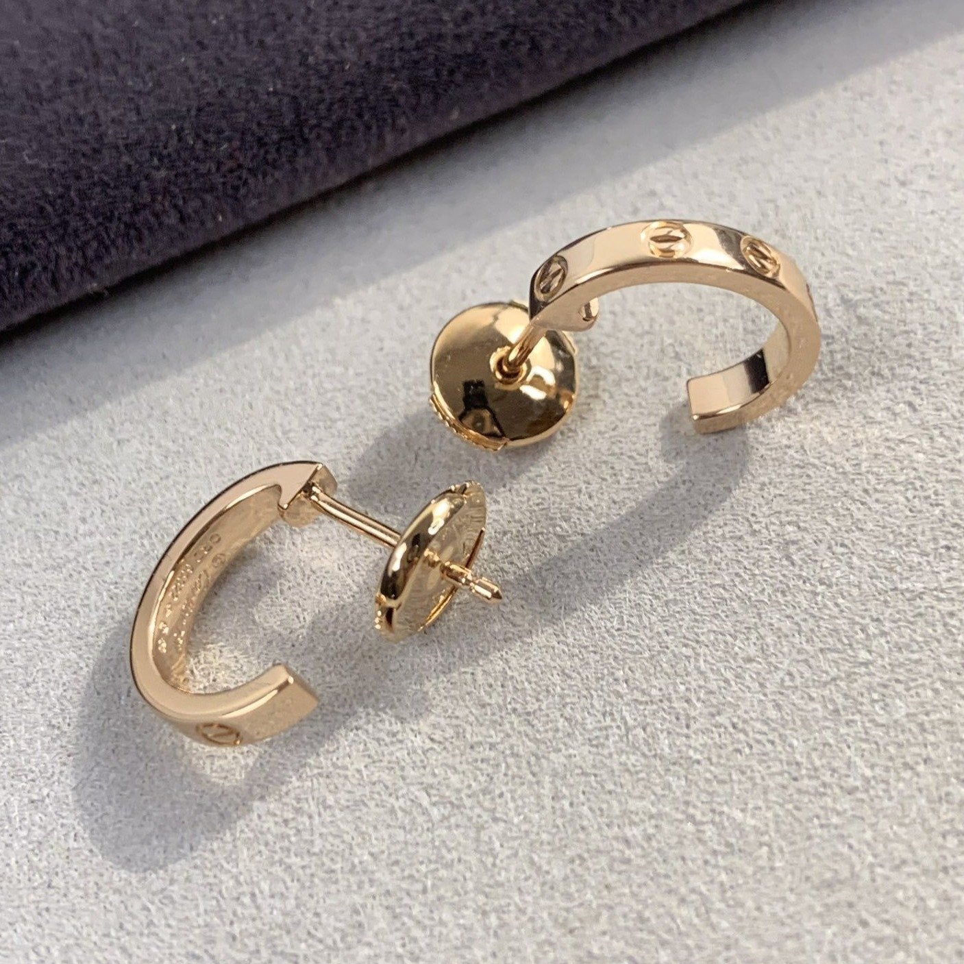 [Royal Jewelry]LOVE EARRINGS 2.65MM PINK GOLD