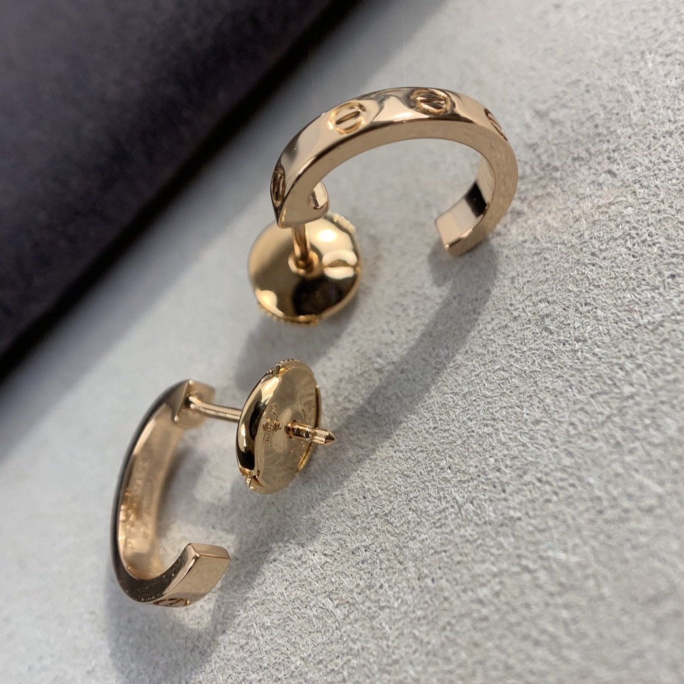 [Royal Jewelry]LOVE EARRINGS 2.65MM PINK GOLD