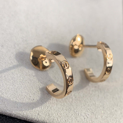 [Royal Jewelry]LOVE EARRINGS 2.65MM PINK GOLD