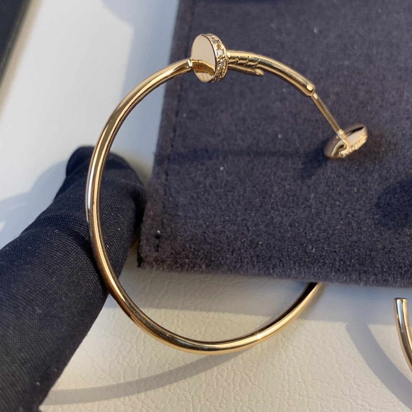[Royal Jewelry]JUSTE EARRINGS GOLD DIAMONDS 1.8MM