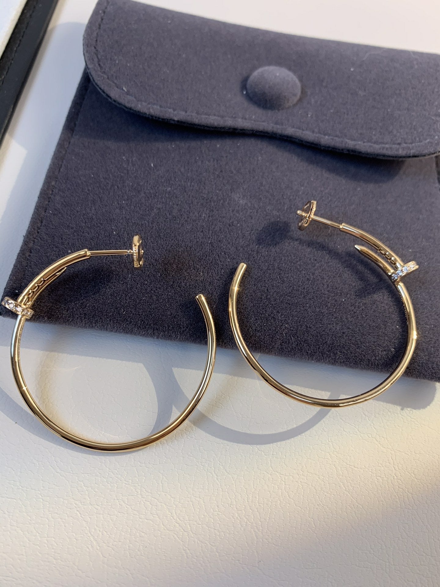[Royal Jewelry]JUSTE EARRINGS GOLD DIAMONDS 1.8MM
