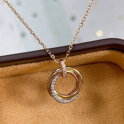[Royal Jewelry]TRINITY NECKLACE SILVER GOLD PINK GOLD DIAMONDS