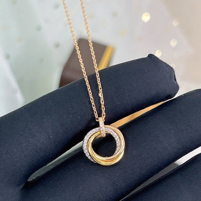 [Royal Jewelry]TRINITY NECKLACE SILVER GOLD PINK GOLD DIAMONDS