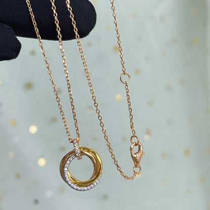 [Royal Jewelry]TRINITY NECKLACE SILVER GOLD PINK GOLD DIAMONDS