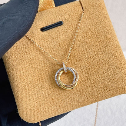 [Royal Jewelry]TRINITY NECKLACE SILVER GOLD PINK GOLD DIAMONDS