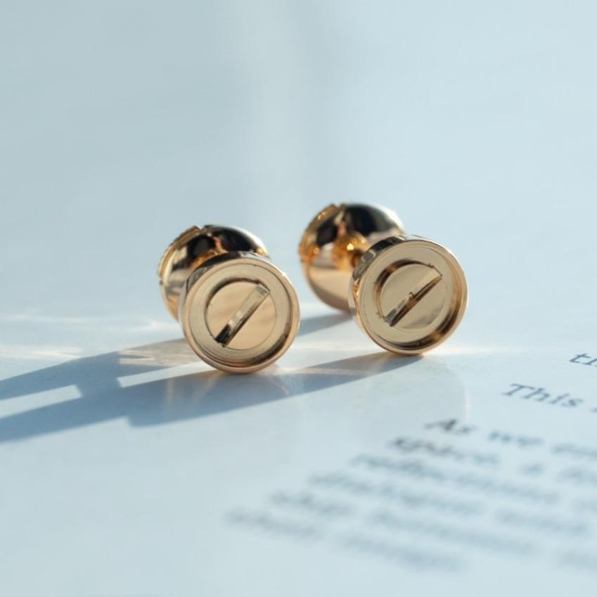 [Royal Jewelry]LOVE EARRINGS PINK GOLD 10MM