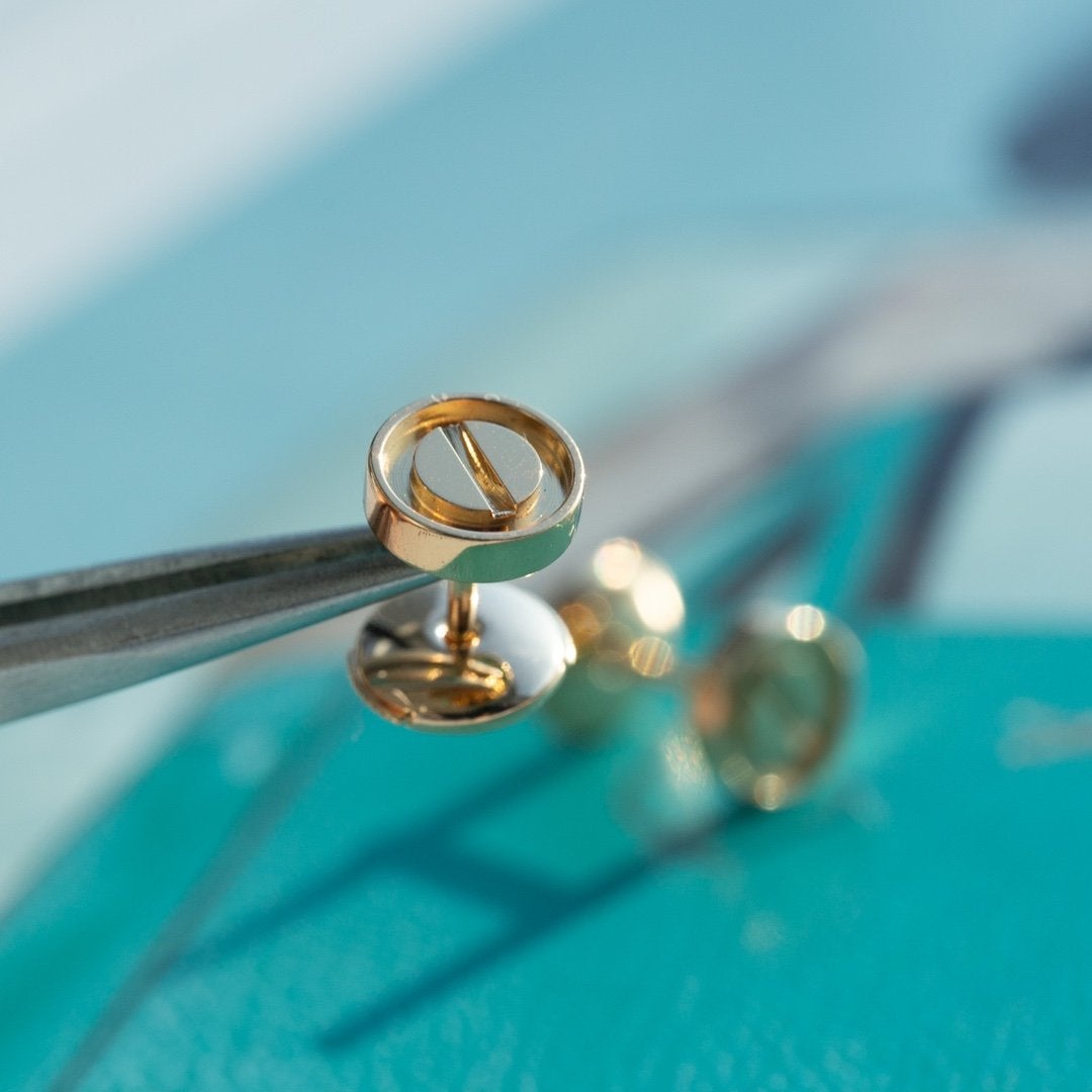 [Royal Jewelry]LOVE EARRINGS PINK GOLD 10MM