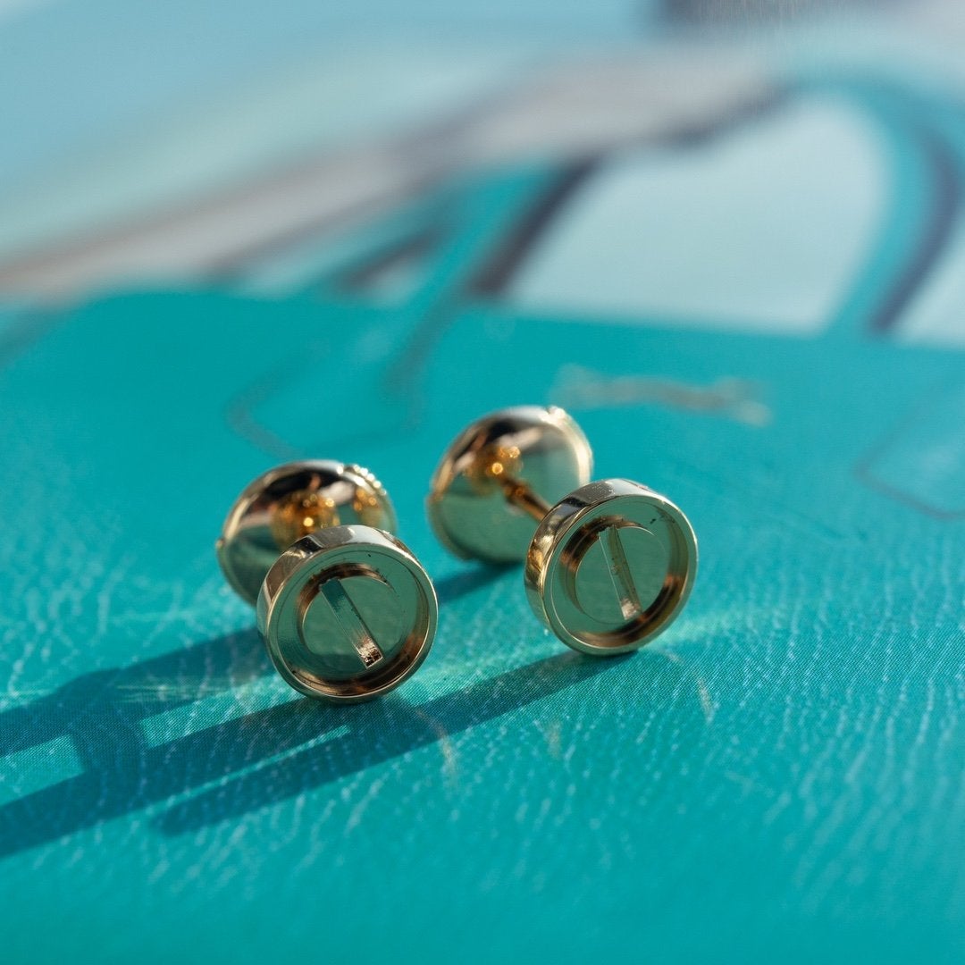 [Royal Jewelry]LOVE EARRINGS PINK GOLD 10MM