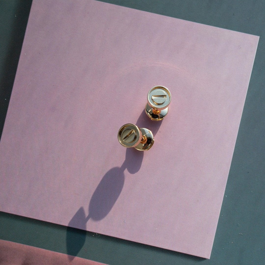 [Royal Jewelry]LOVE EARRINGS PINK GOLD 10MM