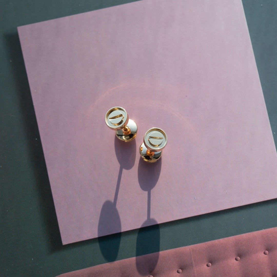 [Royal Jewelry]LOVE EARRINGS PINK GOLD 10MM