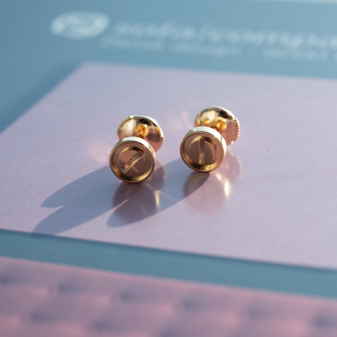[Royal Jewelry]LOVE EARRINGS PINK GOLD 10MM