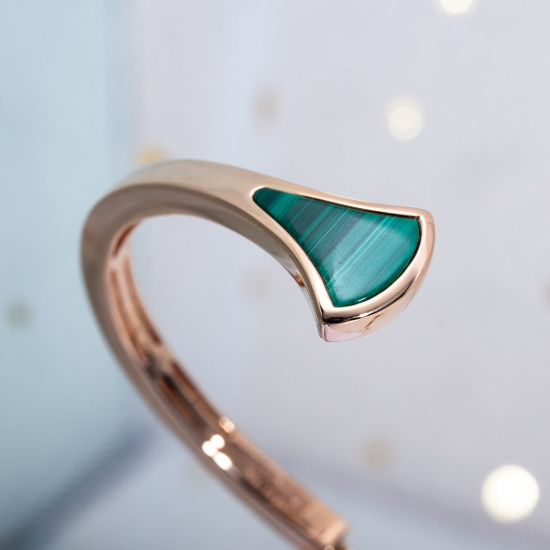 [Royal Jewelry]DREAM BRACELET OPEN MALACHITE PINK GOLD