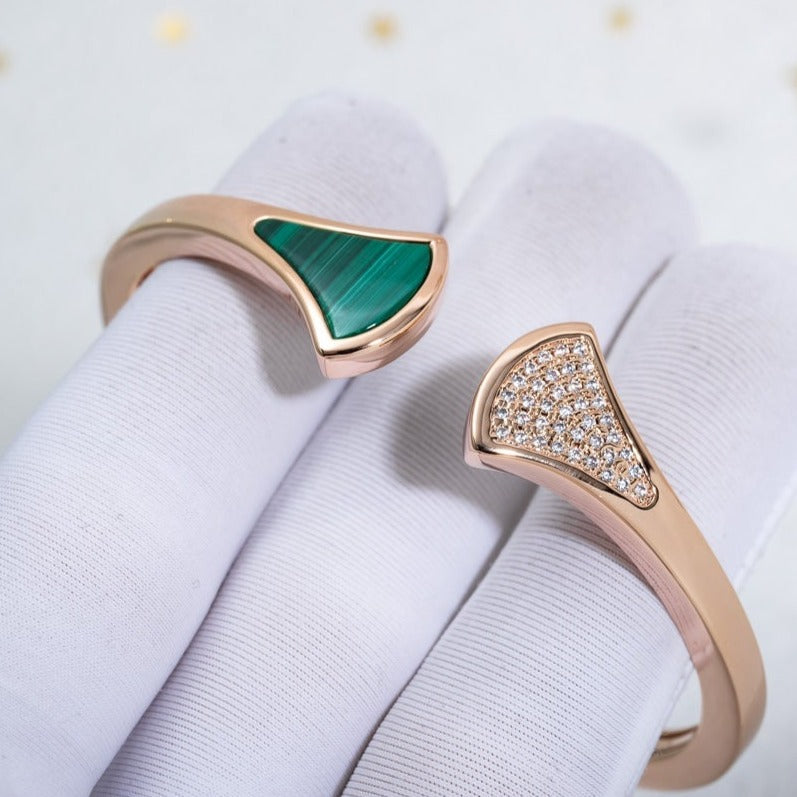 [Royal Jewelry]DREAM BRACELET OPEN MALACHITE PINK GOLD