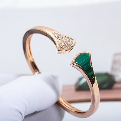 [Royal Jewelry]DREAM BRACELET OPEN MALACHITE PINK GOLD